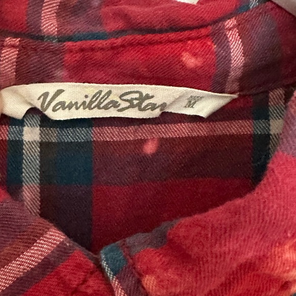 Vanilla Star Distressed Button Down Plaid Shirt Medium - Picture 3 of 8
